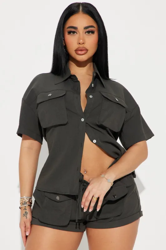 Chloe Cargo Short Set - Charcoal sold by Fashion Nova