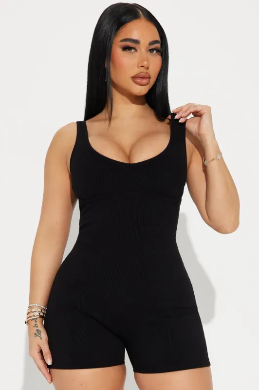Libby Snatched Romper - Black sold by Fashion Nova