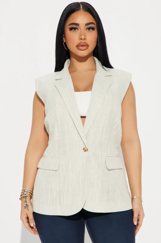 Not Your Business Linen Vest - Cream sold by Fashion Nova