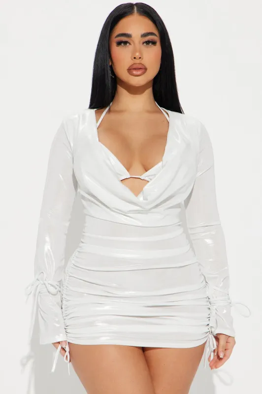 Stella Micro Mini Dress Set - Silver sold by Fashion Nova