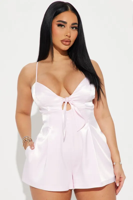 Baby Doll Satin Romper - Pink sold by Fashion Nova