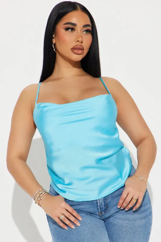 Sammi Satin Cami Top - Aqua sold by Fashion Nova