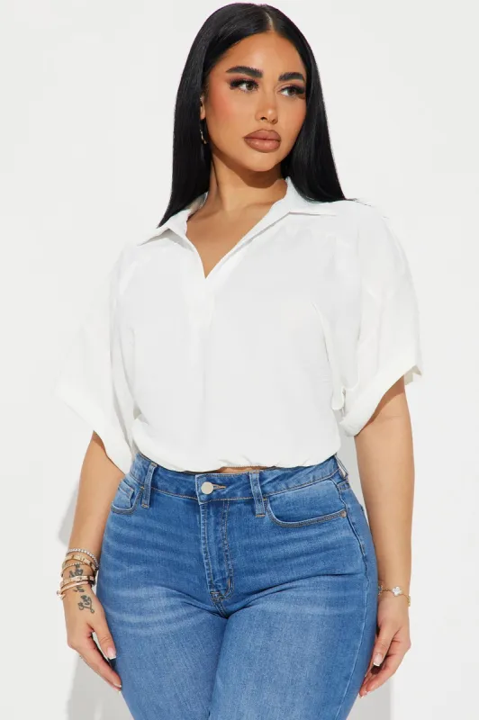 Breezy Day Blouse Top - White sold by Fashion Nova