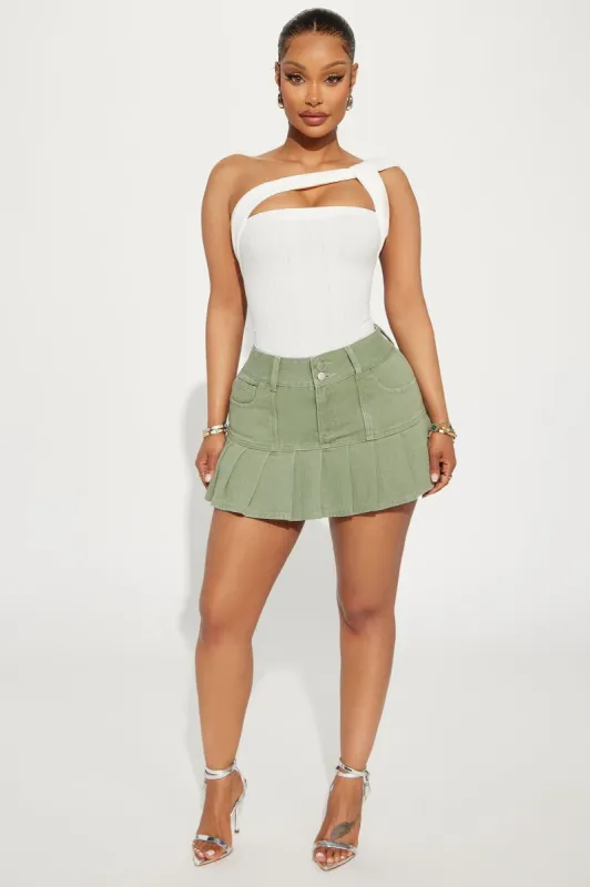 True To Self Pleated Mini Skirt - Sage sold by Fashion Nova