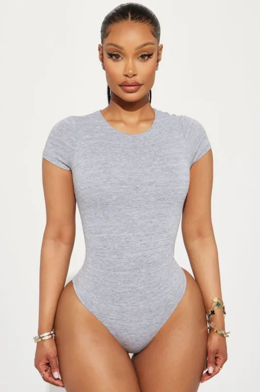 Samara Double Layered Bodysuit - Heather Grey sold by Fashion Nova