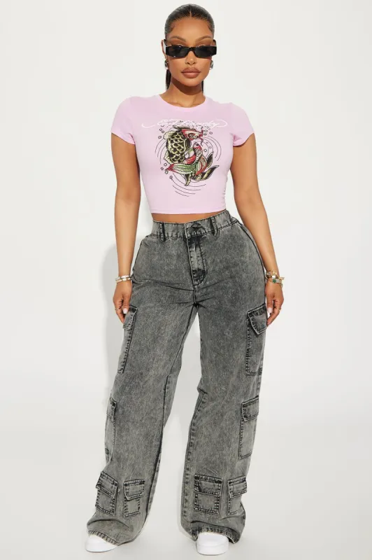 Don't Stop Washed Wide Leg Cargo Pant - Black sold by Fashion Nova