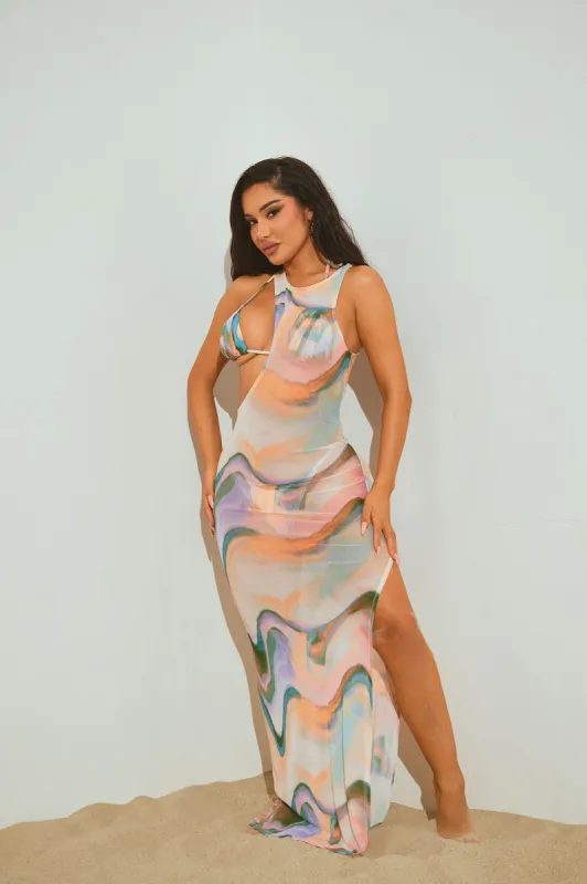 Hot In The Tropics 3 Piece Bikini Set - Mocha/combo sold by Fashion Nova