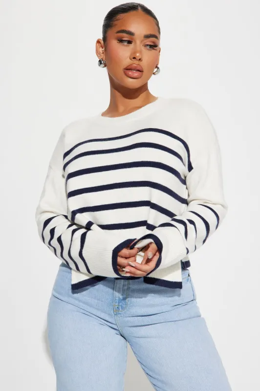 Lexley Striped Sweater - Off  White/combo sold by Fashion Nova