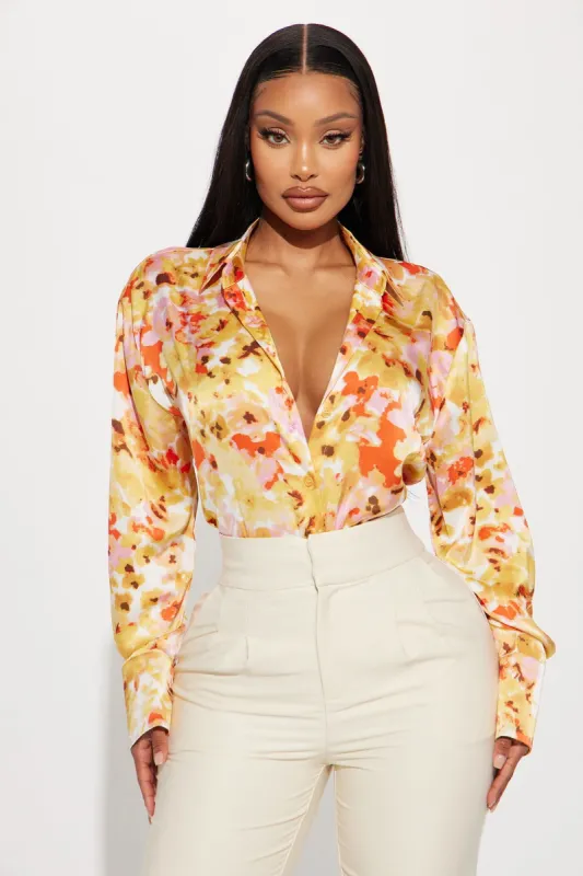Everything I Need Satin Shirt - Multi Color sold by Fashion Nova