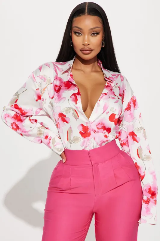 Primrose Floral Shirt - Ivory/combo sold by Fashion Nova