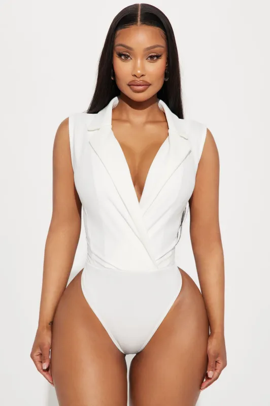 Office Baddie Bodysuit - Ivory sold by Fashion Nova