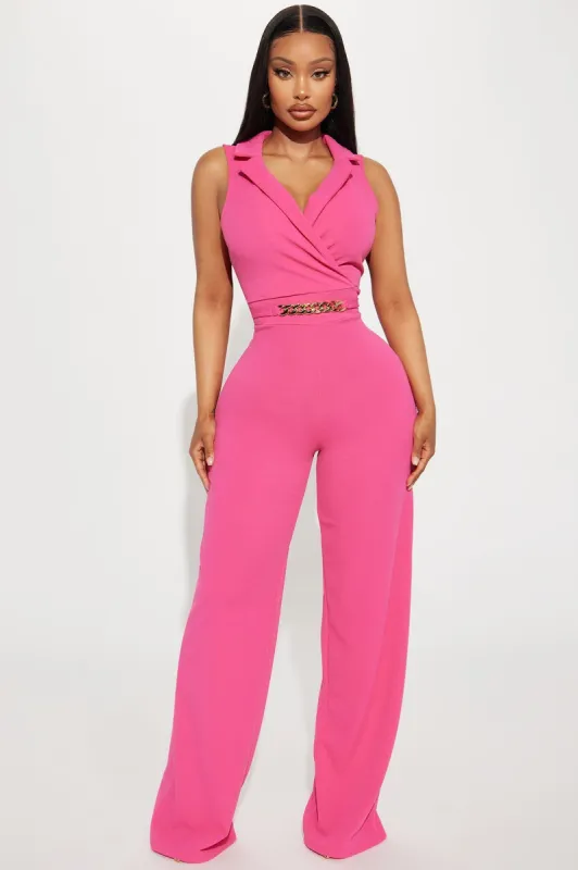 Chained To Your Love Jumpsuit - Fuchsia sold by Fashion Nova