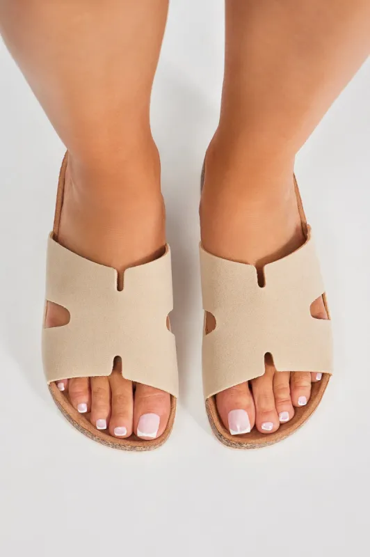Keeping Cool Flat Sandals - Nude sold by Fashion Nova