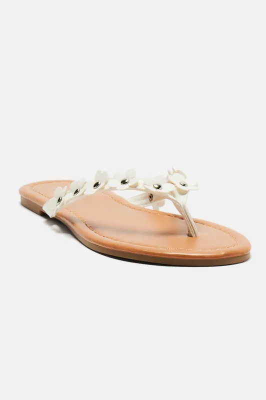 Wild Flower Flip Flops - White sold by Fashion Nova