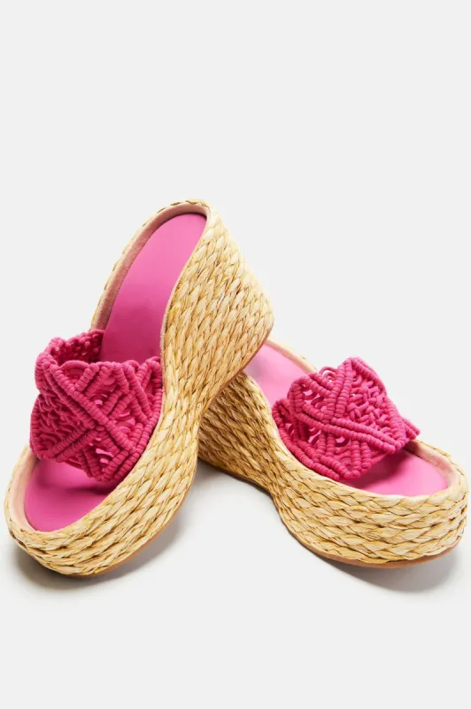 Get To Know Ya Crochet Wedges - Pink sold by Fashion Nova