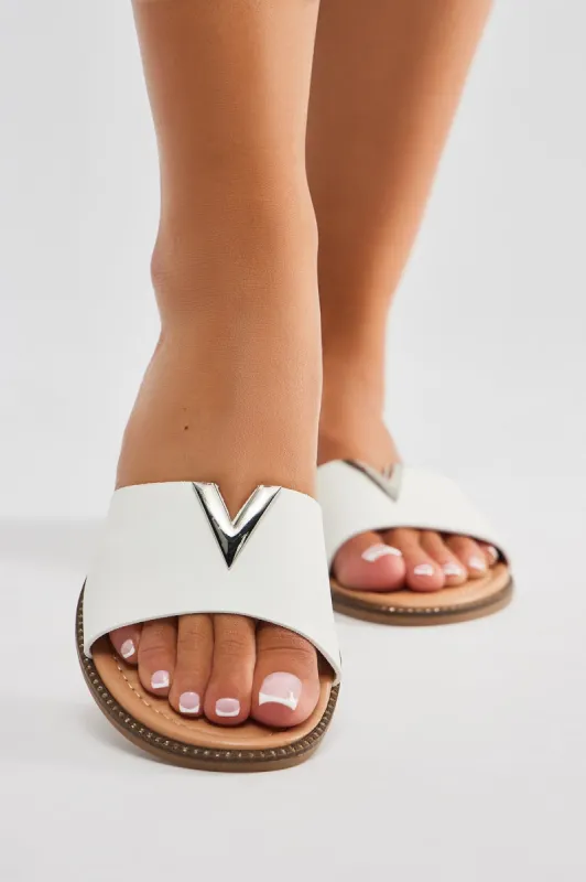 Devan Flat Sandals - White sold by Fashion Nova