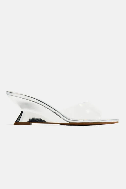 Baddie On The Go Wedges - Silver sold by Fashion Nova