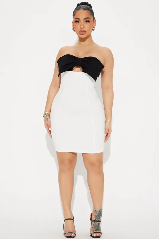 Cheers to Me Mini Dress - Black/White sold by Fashion Nova