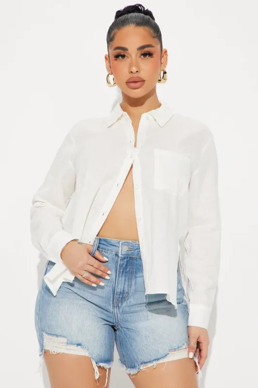 Ollie Linen Shirt - White sold by Fashion Nova