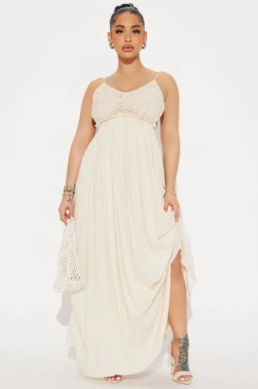 Stacey Backless Maxi Dress - Taupe sold by Fashion Nova