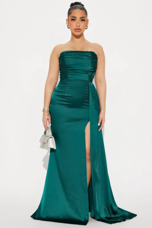 Clementine Satin Gown - Hunter sold by Fashion Nova