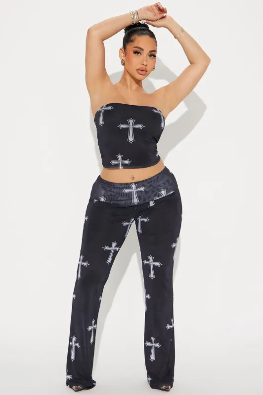 Crossing Paths Mesh Pant Set - Black/combo sold by Fashion Nova