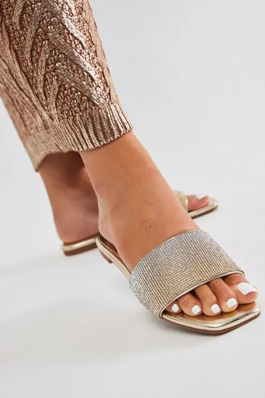 Emmy Embellished Ombre Sandals - Gold sold by Fashion Nova