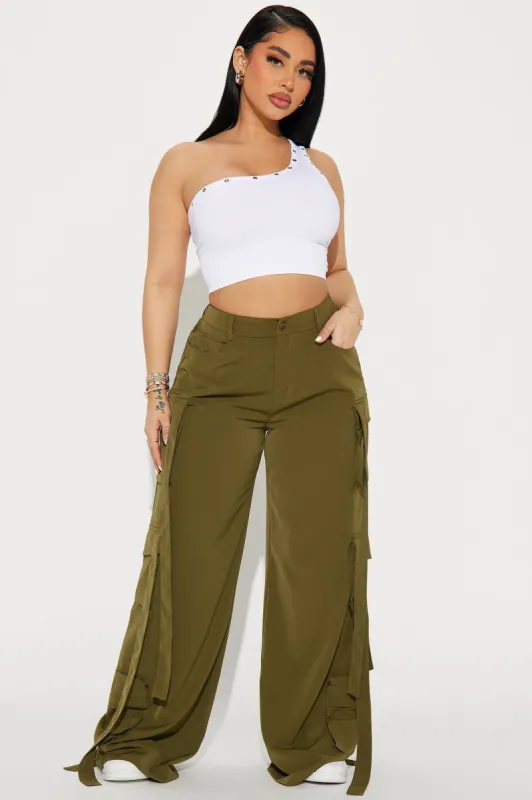 Archive Me Cargo Wide Leg Pant - Olive sold by Fashion Nova