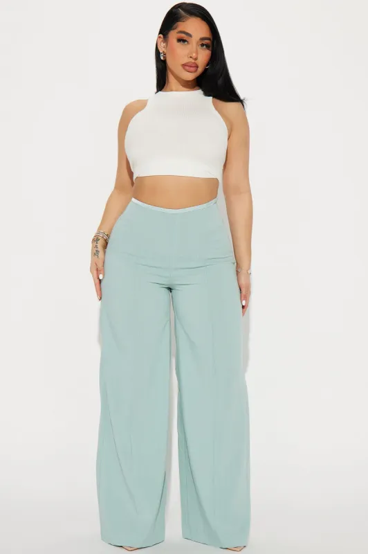 Girls Day Out Satin Trim Pant - Mint sold by Fashion Nova