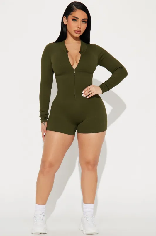 Smooth Body Active Romper - Olive sold by Fashion Nova