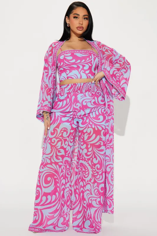 Jeannie 3 Piece Pant Set - Blue/combo sold by Fashion Nova