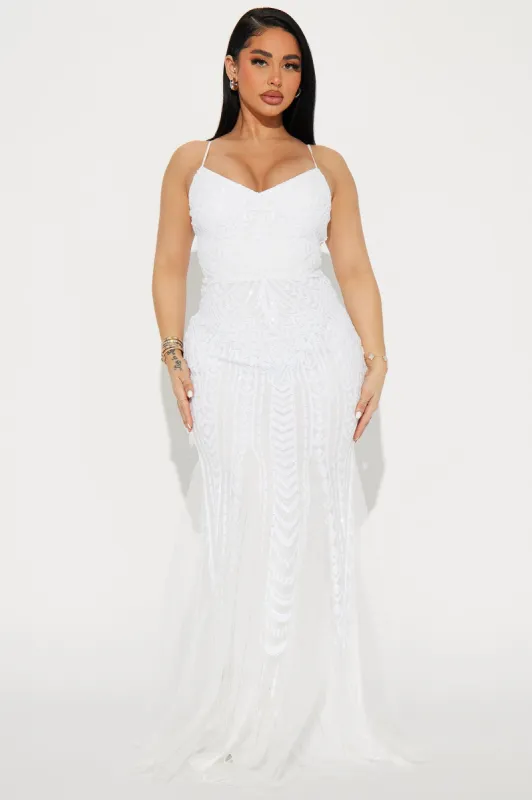 Always Want You Sequin Gown - White sold by Fashion Nova