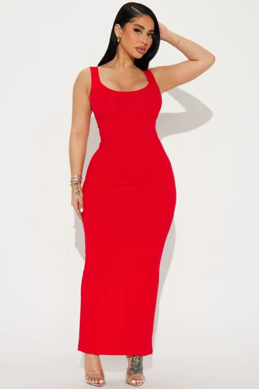 Taylor Ribbed Maxi Dress - Red sold by Fashion Nova