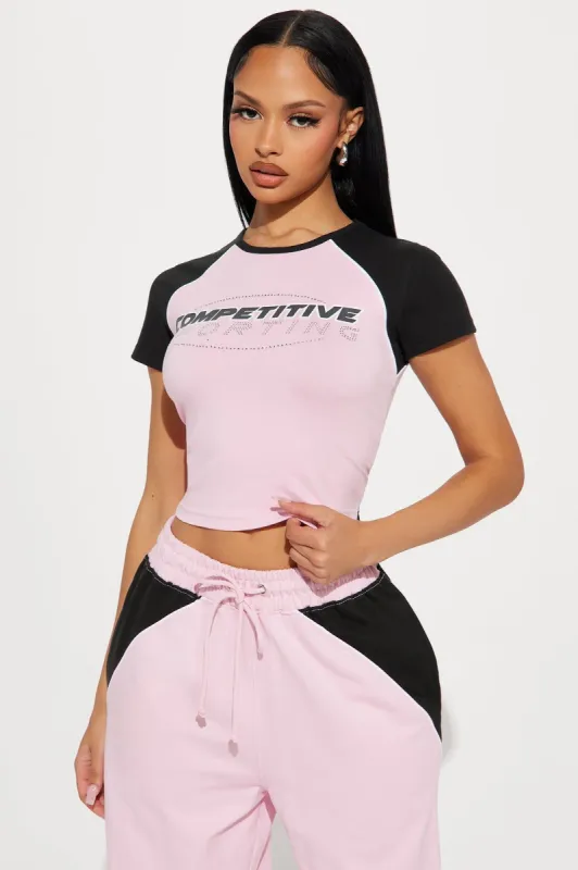 No Competition Graphic Tee - Pink/combo made by Fashion Nova
