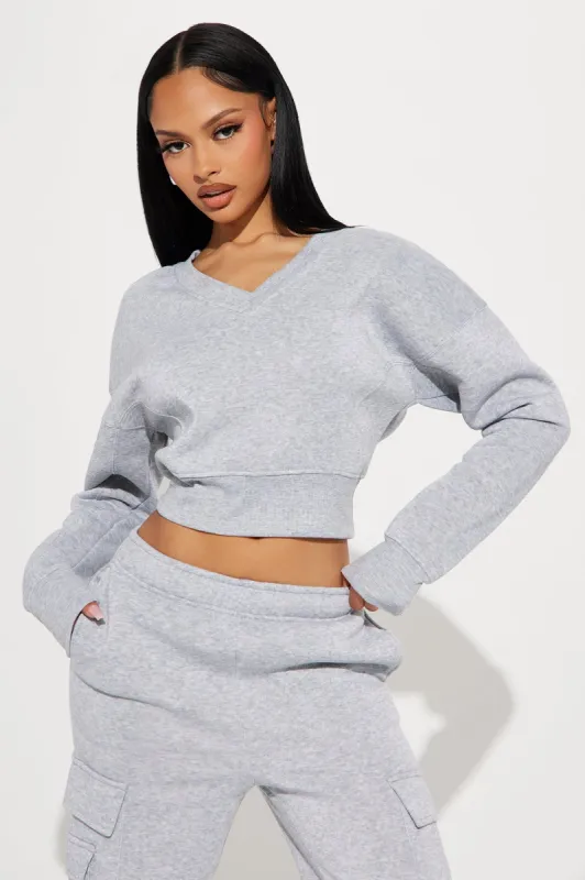 Anais Lounge Sweatshirt - Heather Grey made by Fashion Nova