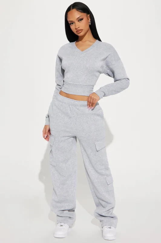 Anais Wide Leg Lounge Pant - Heather Grey sold by Fashion Nova