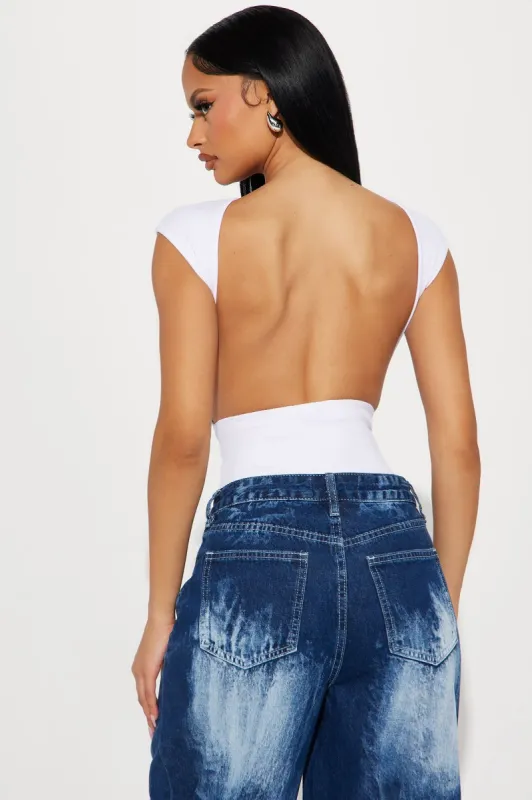Veronica Ribbed Bodysuit - White sold by Fashion Nova