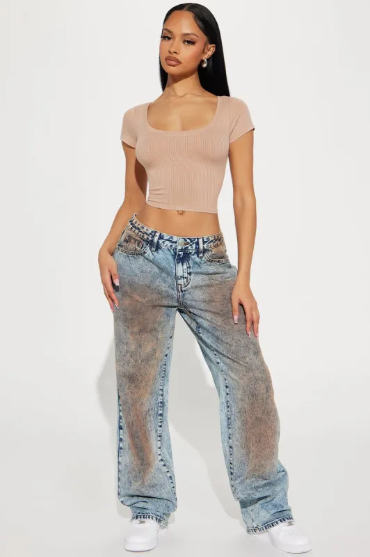 Left On Read Straight Leg Jeans - Medium Wash sold by Fashion Nova