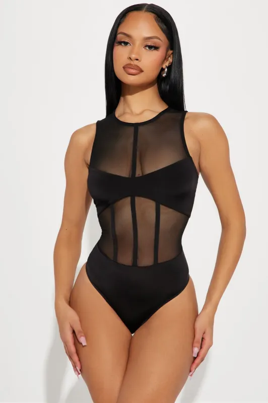 Lights Out Sleeveless Bodysuit - Black sold by Fashion Nova