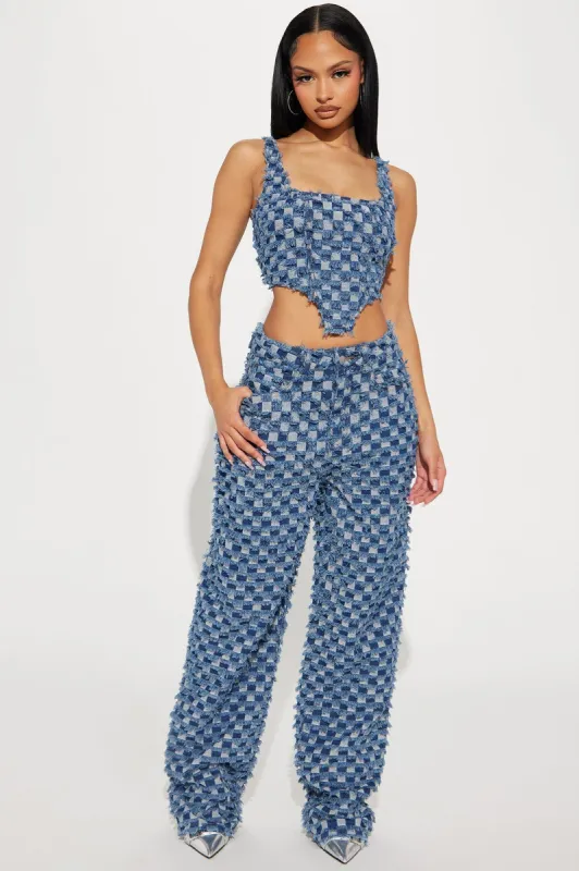 Go With It  Distressed Denim Pant Set - Dark Wash sold by Fashion Nova
