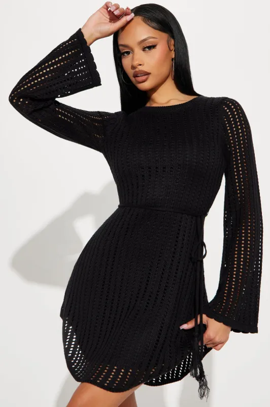 Daydream Crochet Mini Dress - Black sold by Fashion Nova