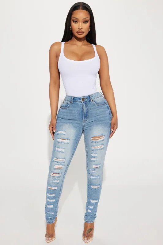 You'll Know Ripped Skinny Jeans - Light Wash sold by Fashion Nova