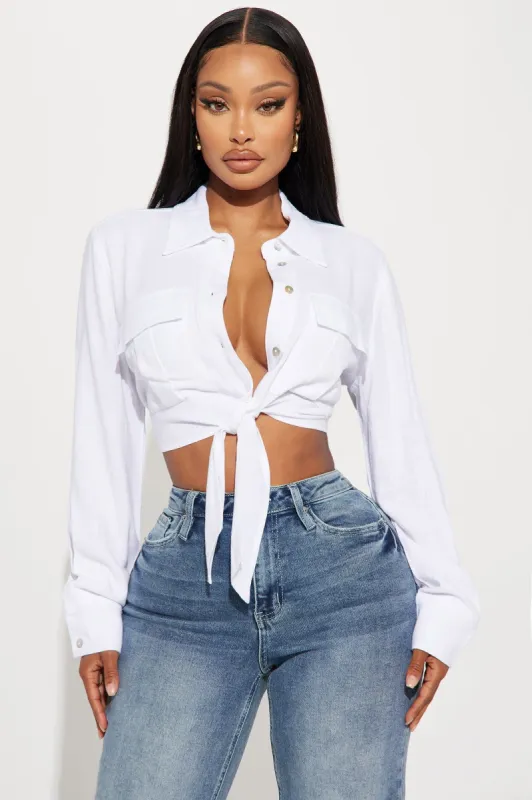 On Your Mind Linen Shirt - White sold by Fashion Nova