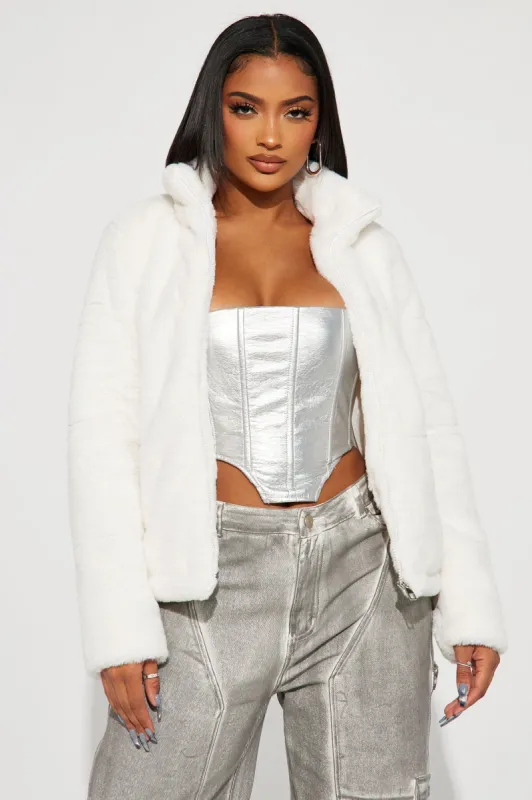 Cold Girl Faux Fur Bomber - Ivory sold by Fashion Nova