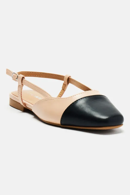 Coffee Break Slingback Flats - Nude/combo sold by Fashion Nova