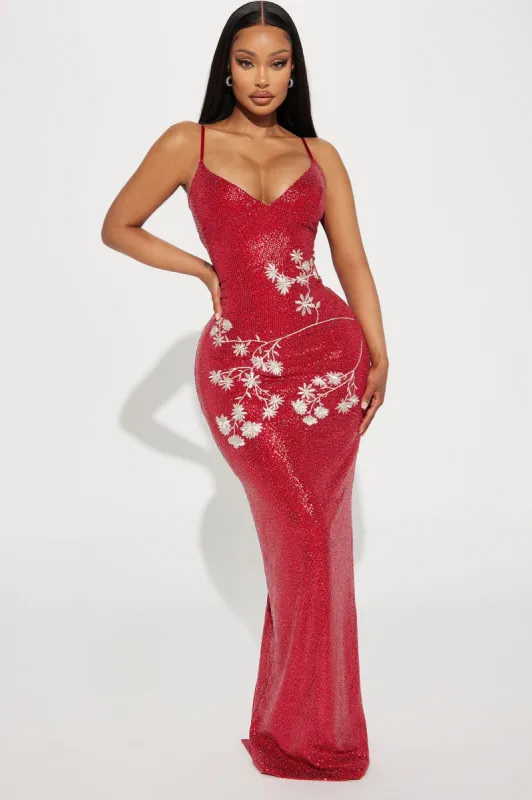 Isabella Sequin Maxi Dress - Red sold by Fashion Nova
