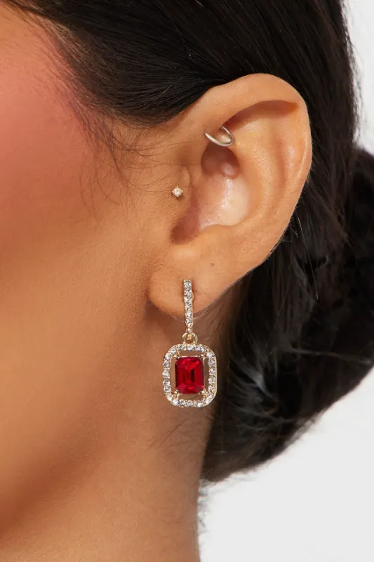 Buy Me Rubies Drop Earrings - Gold/Red sold by Fashion Nova