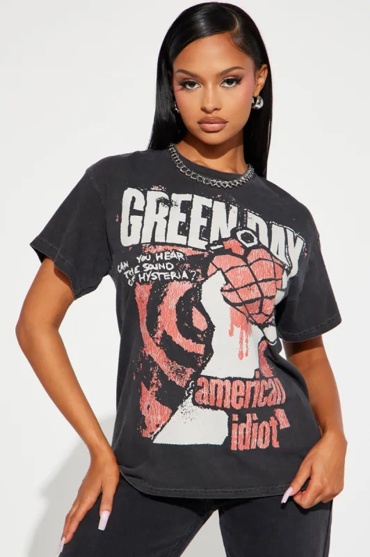American Idiot Green Day Washed Tshirt - Black Wash sold by Fashion Nova