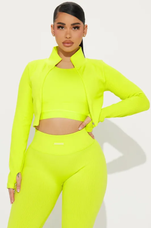 Effortless Ribbed Jacket - Neon Green sold by Fashion Nova