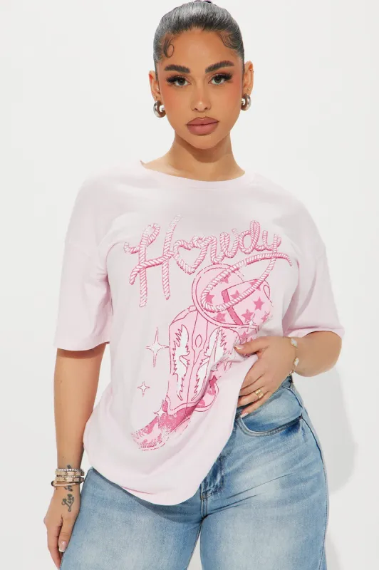 Cutie In Cowgirl Boots Washed Tee - Pink sold by Fashion Nova